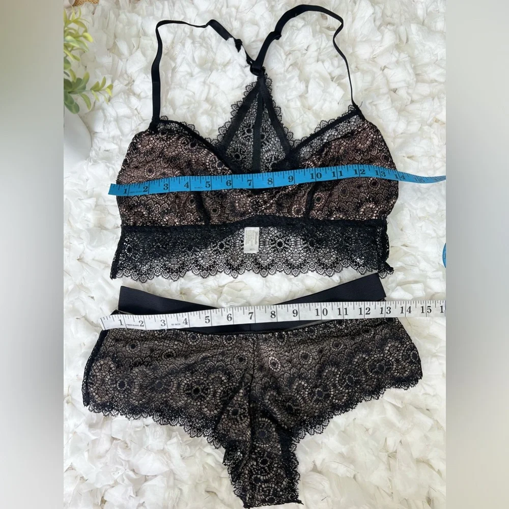 Black Nude Lace Lingerie Set | Bralette &‎ Shorts | M/L Sexy Nightwear